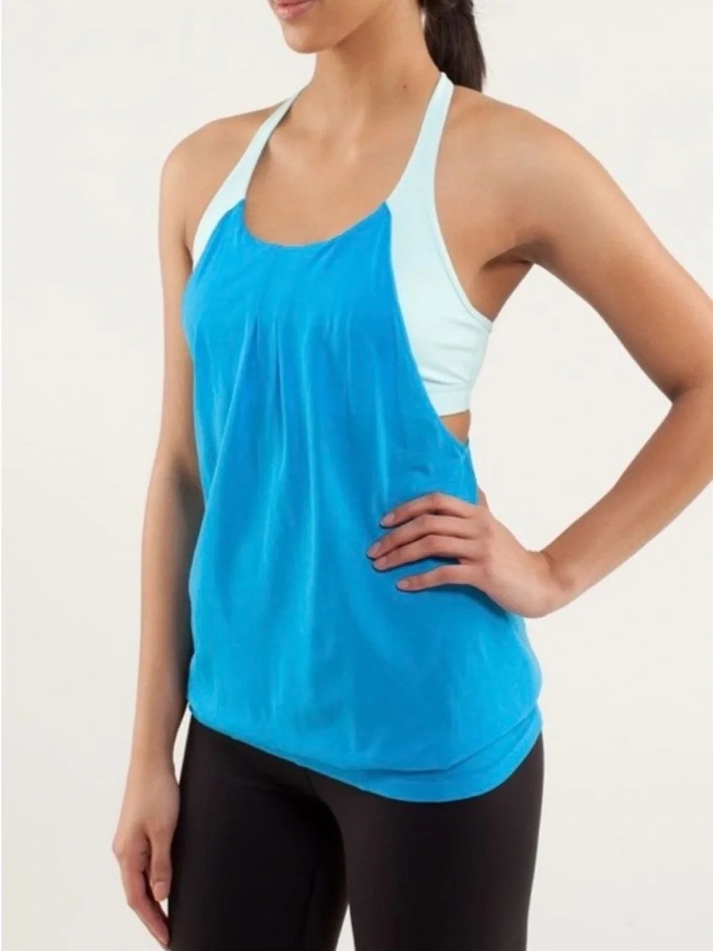 LULULEMON Beach Blanket Blue Aquamarine Practice Freely Luon Gym Tank Top Size 6
